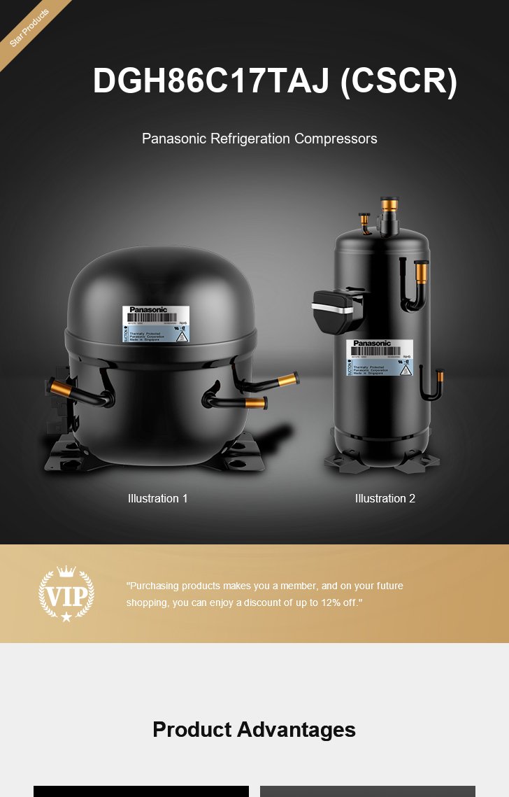 Panasonic Compressor DGH86C17TAJ (CSCR), technical parameters pdf, structure diagram